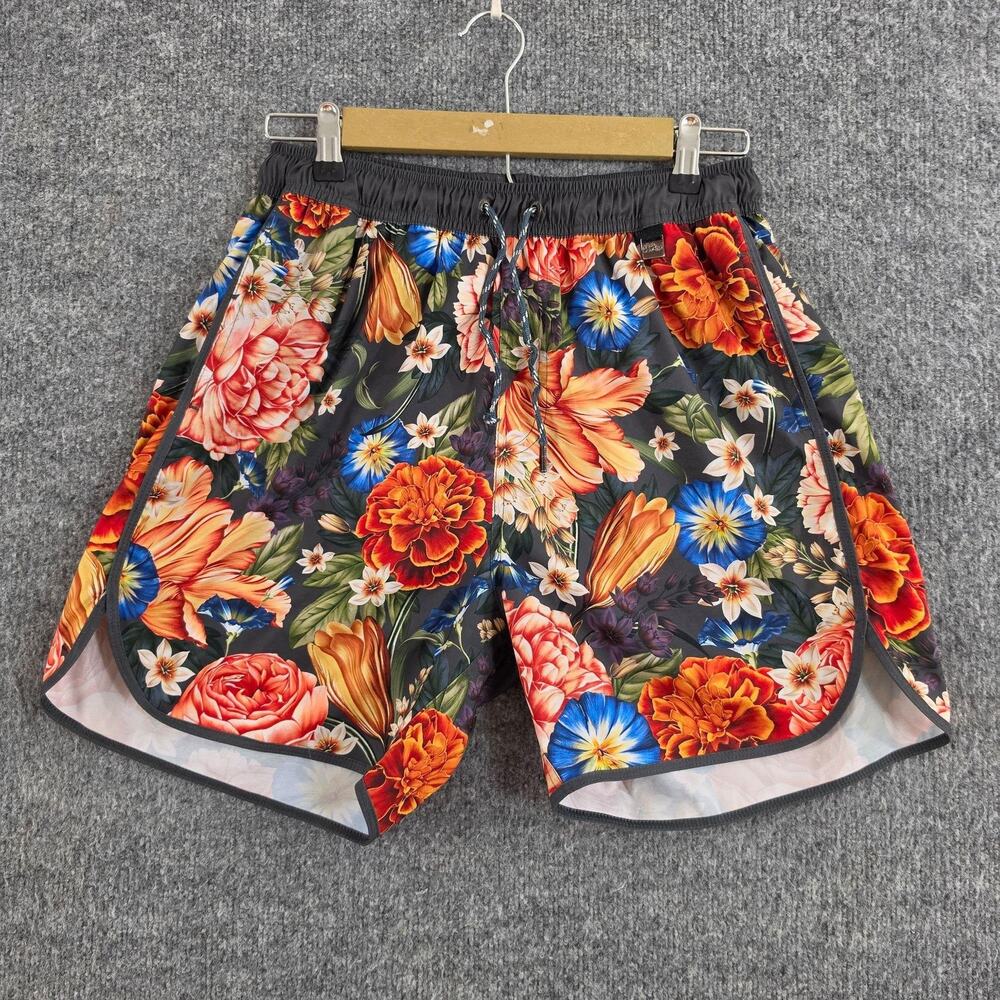 Agua Bendita Swim Trunks Men 34 Floral Tropical Multi Shorts Lined Beach Pool